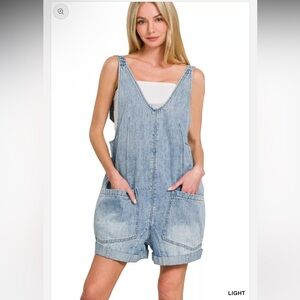 Zenana Light Denim Cottagecore Women's Overalls